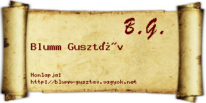 Blumm Gusztáv névjegykártya